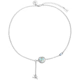 Delicate Chain Necklace with Bead Pendant, Geometric Design for Women