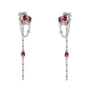 Red Zircon Dangle Earrings High Brass Jewelry for Women