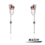 Red Zircon Dangle Earrings High Brass Jewelry for Women