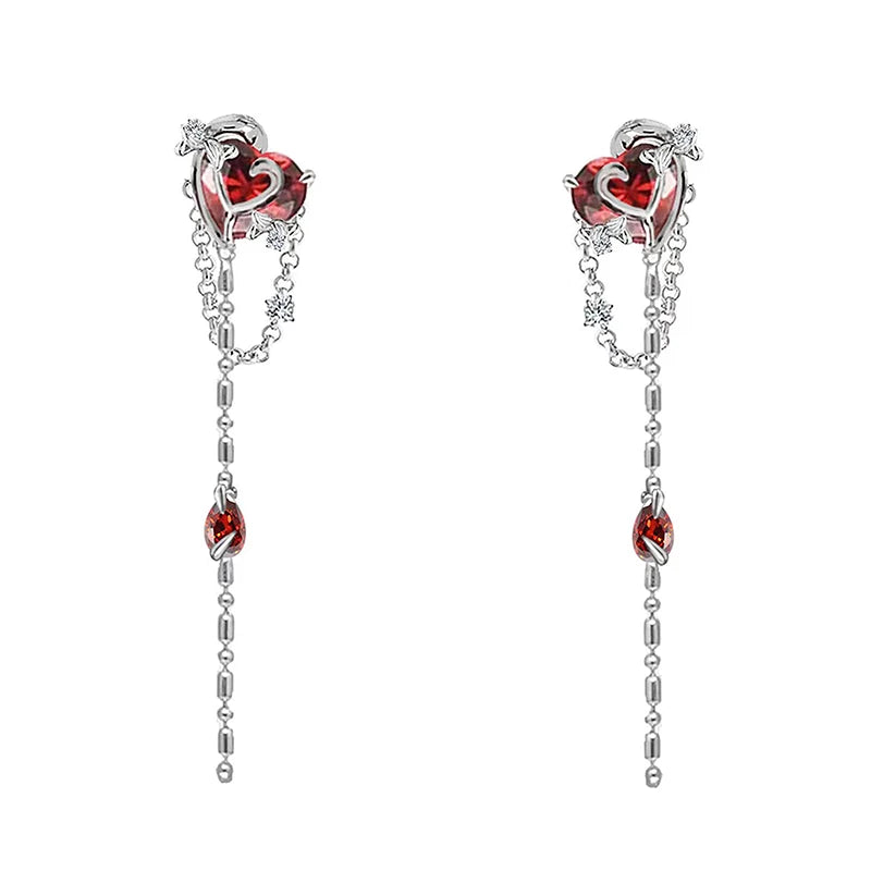 Red Zircon Dangle Earrings High Brass Jewelry for Women