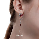 Red Zircon Dangle Earrings High Brass Jewelry for Women