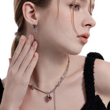 Red Zircon Dangle Earrings High Brass Jewelry for Women