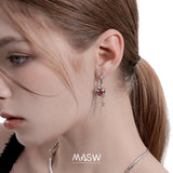 Red Zircon Earrings High Brass Heart Earrings For Women Gift