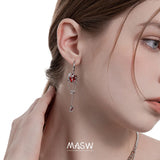 Red Zircon Earrings High Brass Heart Earrings For Women Gift