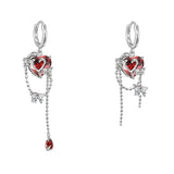 Red Zircon Earrings High Brass Heart Earrings For Women Gift