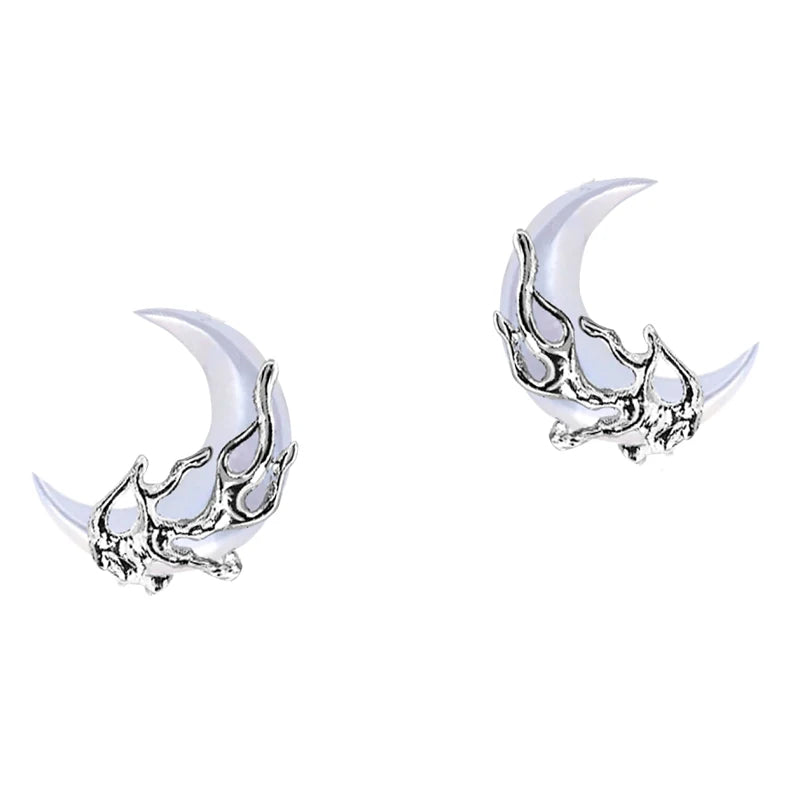 Moon Resin Earrings High Copper Silver Studs Gift