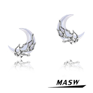 Moon Resin Earrings High Copper Silver Studs Gift