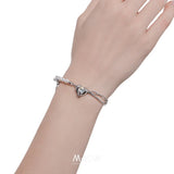 Sparkling Heart Bracelet High Brass Silver Chain Jewelry