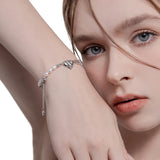 Sparkling Heart Bracelet High Brass Silver Chain Jewelry