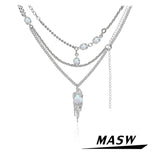 Three Layers Chain Necklace for Women Pendant Necklace for Girl