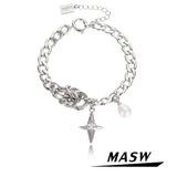 Zircon Star Bracelet Hot Punk Style Copper Metal Chain Women Jewelry