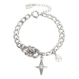 Zircon Star Bracelet Hot Punk Style Copper Metal Chain Women Jewelry