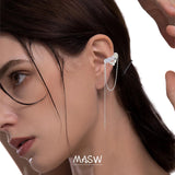 MASW Flower Earcuff Earrings High Copper Zircon Women