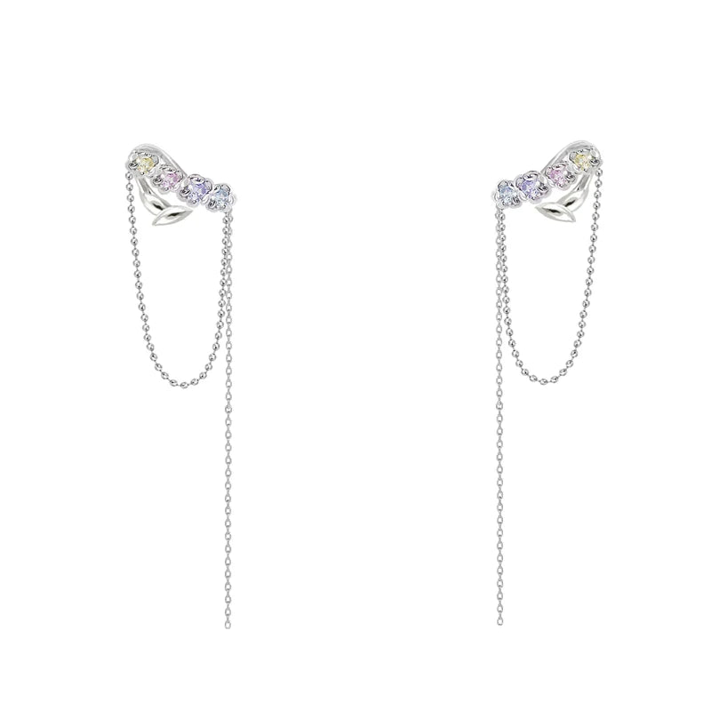 MASW Flower Earcuff Earrings High Copper Zircon Women