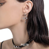 Geometric Silver Plated Heart Zircon Earrings for Women
