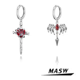 Geometric Silver Plated Heart Zircon Earrings for Women