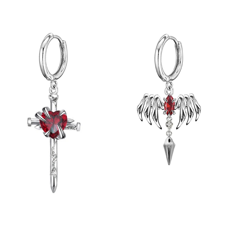 Geometric Silver Plated Heart Zircon Earrings for Women