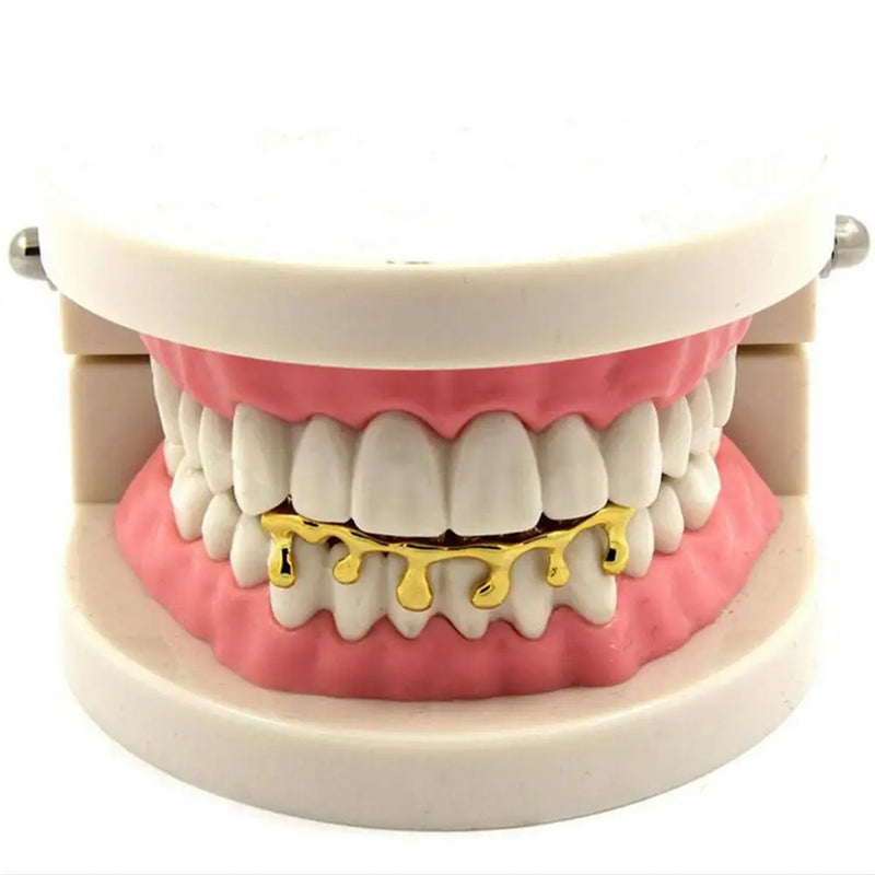MATHALLA Hip Hop Grill Plating Rose Hip Hop Teeth Dripping Grillz Hat Bottom