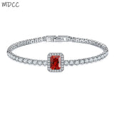 MDCC Women 3mm CZ Tennis Bracelet 6*8mm Rectangle Charm Wedding Party Jewelry