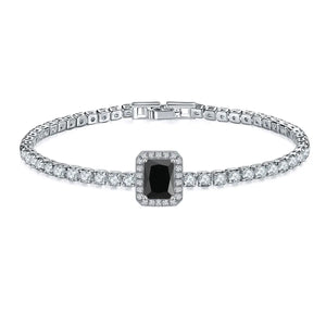 MDCC Women 3mm CZ Tennis Bracelet 6*8mm Rectangle Charm Wedding Party Jewelry