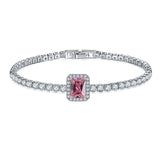 MDCC Women 3mm CZ Tennis Bracelet 6*8mm Rectangle Charm Wedding Party Jewelry