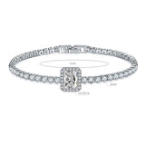 MDCC Women 3mm CZ Tennis Bracelet 6*8mm Rectangle Charm Wedding Party Jewelry