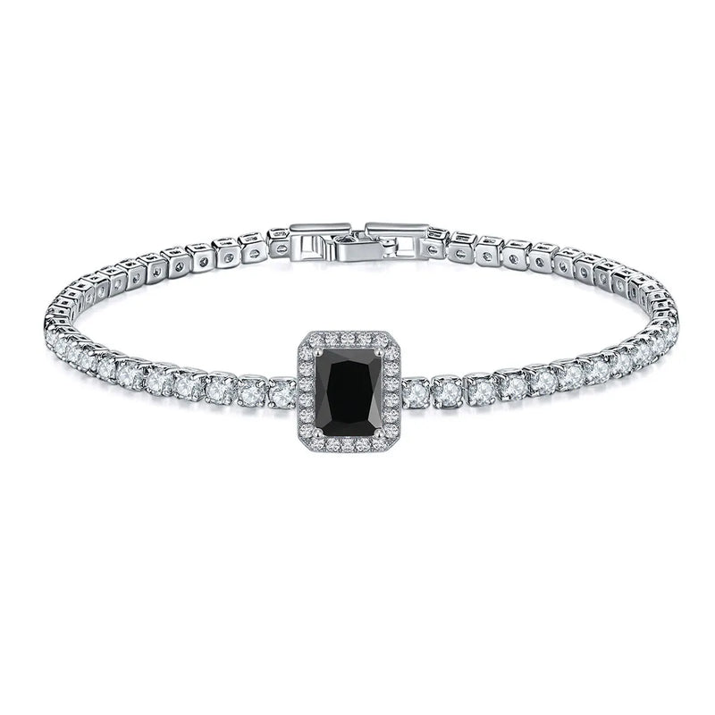 MDCC Women 3mm CZ Tennis Bracelet 6*8mm Rectangle Charm Wedding Party Jewelry