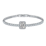MDCC Women 3mm CZ Tennis Bracelet 6*8mm Rectangle Charm Wedding Party Jewelry
