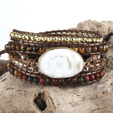 MDFashion Bohemian Jewelry Natural Stones 5 Strands Wrap Bracelets