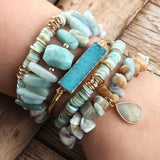 MDFashion Beaded Bracelet Sets Charm 5pc Stack Chip Stone Bangle Set