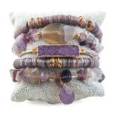 MDFashion Beaded Bracelet Sets Charm 5pc Stack Chip Stone Bangle Set