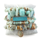 MDFashion Beaded Bracelet Sets Charm 5pc Stack Chip Stone Bangle Set