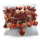 MDFashion Beaded Bracelet Sets Charm 5pc Stack Chip Stone Bangle Set