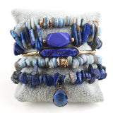 MDFashion Beaded Bracelet Sets Charm 5pc Stack Chip Stone Bangle Set