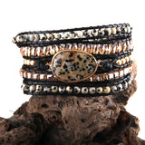 Boho Bracelet Vegan Cord Natural Stones Charm 5 Strands Wrap