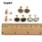 Crystal Stone Circle Stud Earrings CZ Pave Dainty Wedding Jewelry