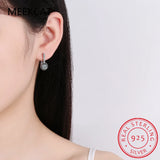 925 Silver Hoop Earrings Black&White Stone Brincos