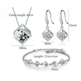 Zircon Square Cube 925 Sterling Silver Jewelry Set for Women Gift