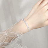 925 Silver Zircon Bracelet Chain Geometric Bangle Jewelry Gift