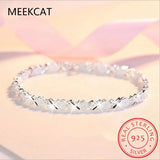 925 Silver Zircon Bracelet Chain Geometric Bangle Jewelry Gift