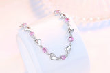925 Sterling Silver Princess Heart Crystal Bracelet for Women