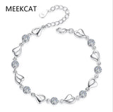 925 Sterling Silver Princess Heart Crystal Bracelet for Women