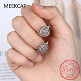 925 Silver Round Spinel Engagement Hoop Earrings for Women