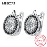 925 Silver Round Spinel Engagement Hoop Earrings for Women