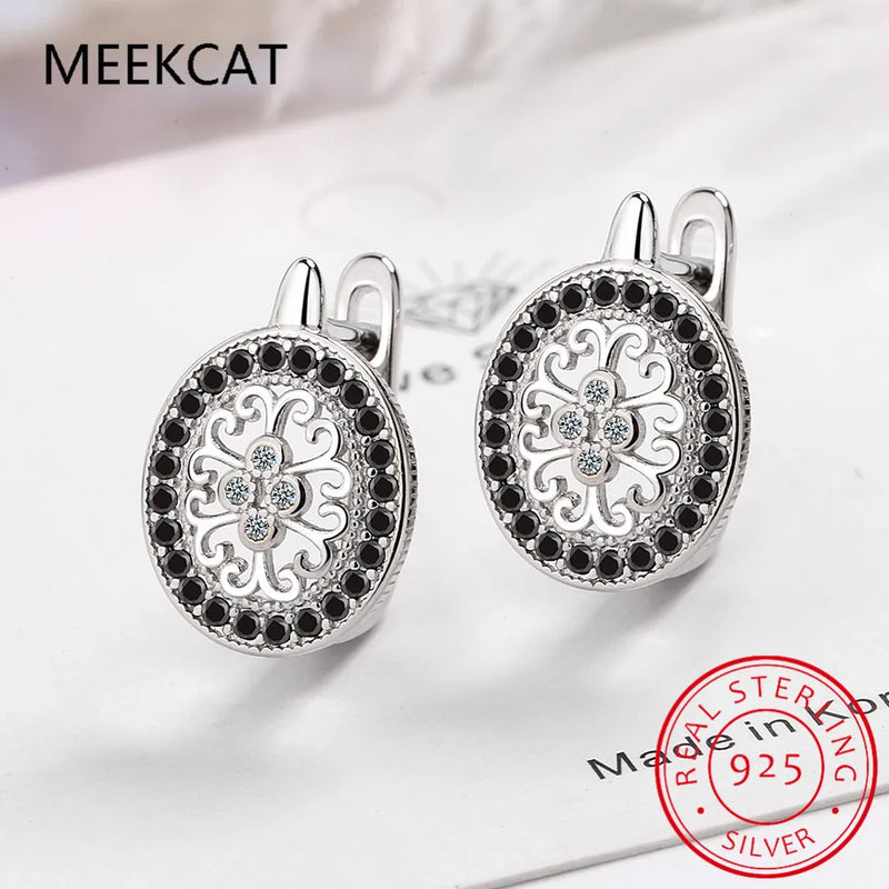925 Silver Round Spinel Engagement Hoop Earrings for Women