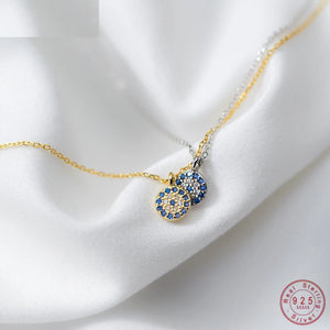 Geometric Eyes Pendant Necklace 925 Sterling Silver Jewelry