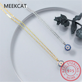 Geometric Eyes Pendant Necklace 925 Sterling Silver Jewelry