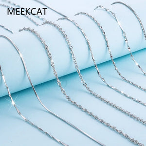 925 Silver Water-wave Snake Box Chain Necklace for Women 40cm/45cm