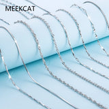 925 Silver Water-wave Snake Box Chain Necklace for Women 40cm/45cm