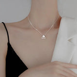 925 Silver Triangle Necklace Geometric Pendant Jewelry GN619